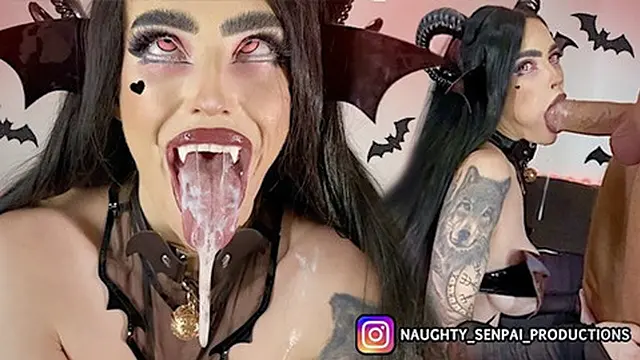 Succubus Devouring (Extended) Ahegao Goth Fucked - Nylon Feet &mdash;  Blowjob &mdash;  Facial