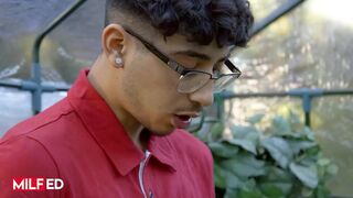 MILFED - Busty Milf Jenna Starr Smashes Young Stud Diego Perez And Makes Him Cum All Over Her Garden