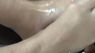 LACY STAR - Naughty British granny gives footjob before titty fucking