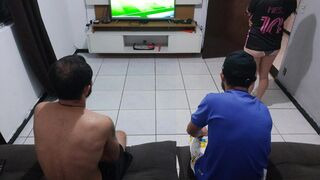 my husband lost me in the bet and I had to stay with his friend in front of him