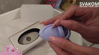 MILF in the Bathroom with Echo2 Svakom. She loves to rub hot cum into her body