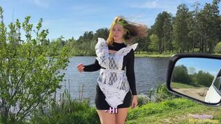 - Will you be my kept woman? Schoolgirl fucks and sucks a stranger's cock in his car.