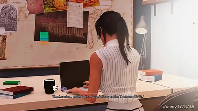 Lora Croft Adventures - Librarians Pussy she′s not wearing panties