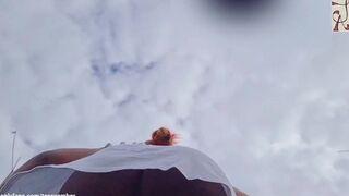 UPSKIRT No PANTIES No BRA in a SEETHROUGH Dress in PUBLIC
