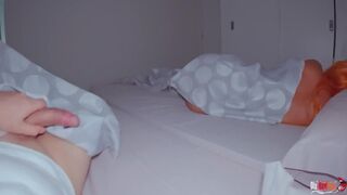 Stepmom and stepson shared bed in hotel and have sex . English subtitles