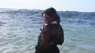 BTS from my OF photo shoot at the nude beach in public 