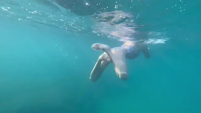 Spreading legs &mdash;  sexy ass &mdash;  underwater flower dress