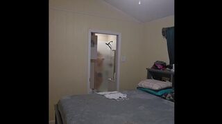 Voyeur Pawg showers —  shaves and fucks herself before getting ready