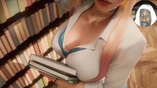 Mini Skirt Blonde in Library 3D Animation