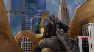 King Ghidorah fucks female Godzilla