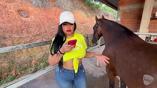 The mare got sick and the vets fuck the busty, big ass Latina owner until she squirt 2 calm her down