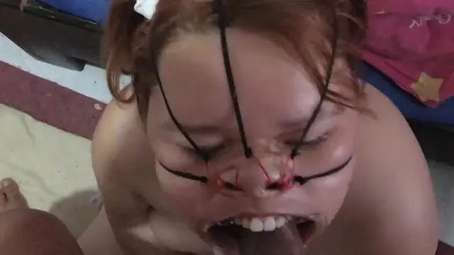 Follando su cara con un hermoso estilo bondage