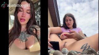 Public beach tantric frolic features TikTok model expertly wielding toy cock🌭, climaxing in explicit abandon'