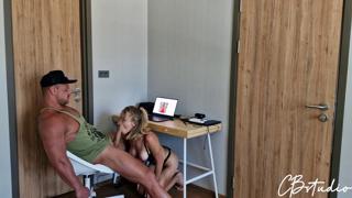 Her surprise blowjob became an under-the-table BJ with ass🍑-spreading, dick🍆-worshipping, raw passion