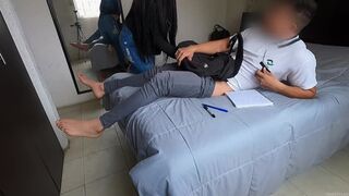 Student's clandestine porn habit exposed; teacher's erotic intervention made his ejaculation inevitable