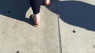 Blindingly huge white college chick's juicy ass🍑 slides out in public glory