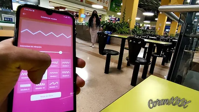 His boyfriend guides my vibrator &mdash;  making me wet in the mall